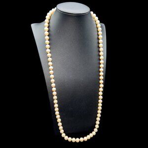 Vintage Cream Coloured Faux Pearls Necklace Long 26 inches
